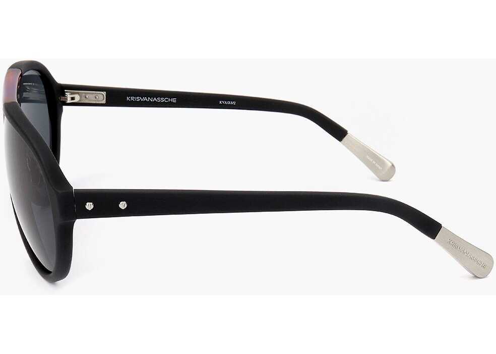 Ochelari de soare LINDA FARROW Kris Van Assche Aviator Sunglasses With Two-Tone Frame Black Barbati (BM 18098791) 3