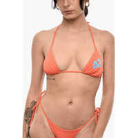 Sutiene Solid Color Triangle Bikini Top With Monogram Femei