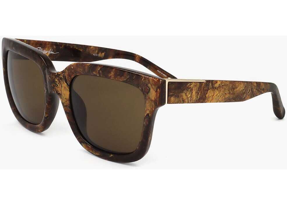 Ochelari de soare LINDA FARROW Phillip Lim Marble Effect Frame Wayfarer Sunglasses Brown Barbati (BM 18098812) 2