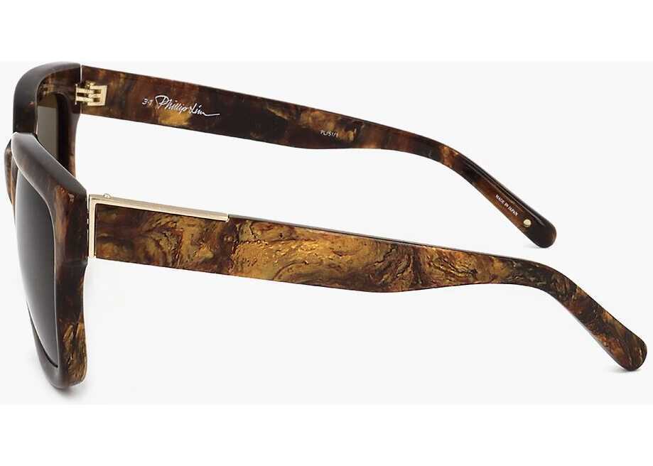 Ochelari de soare LINDA FARROW Phillip Lim Marble Effect Frame Wayfarer Sunglasses Brown Barbati (BM 18098812) 3