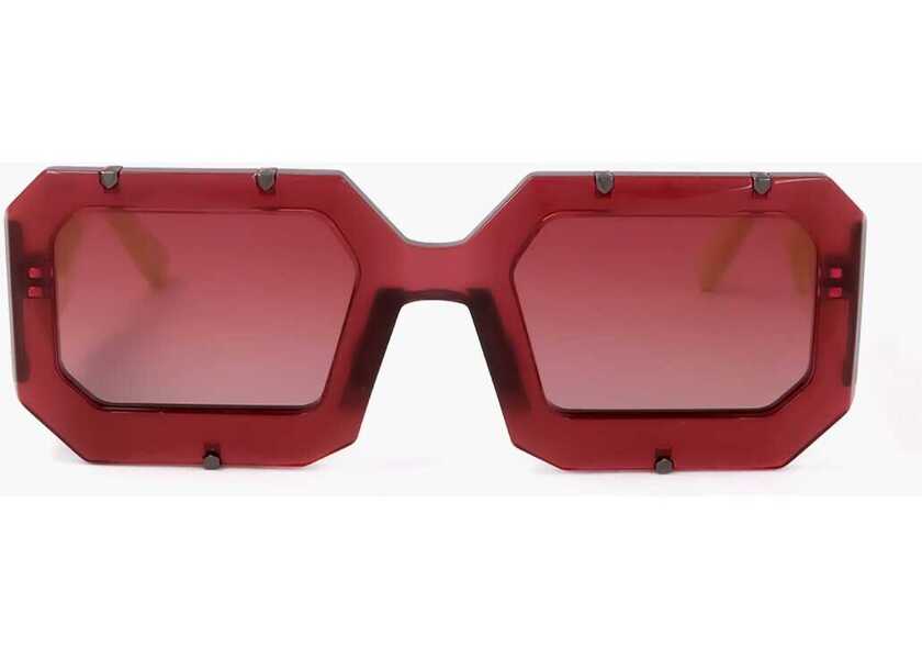 Ochelari de soare LINDA FARROW Markus Lupfer Square Sunglasses With See Through Frame Red Femei (BM 18098815) 1