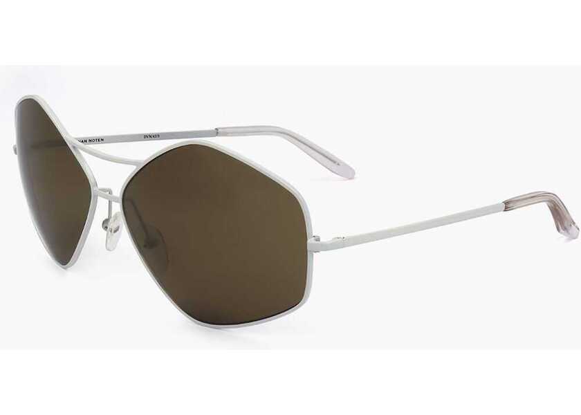 Ochelari de soare LINDA FARROW Dries Van Noten Pentagonal Sunglasses With Double Bridge Brown Femei (BM 18098839) 2