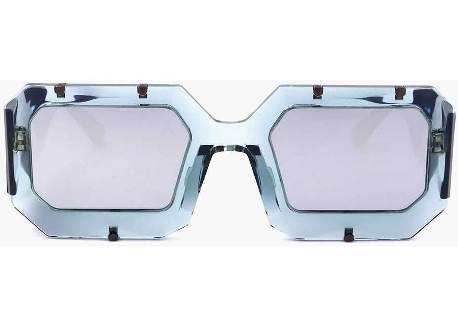 Ochelari de soare LINDA FARROW Markus Lupfer Square Sunglasses With Transparent Frame Light Blue Femei (BM 18098842) 1