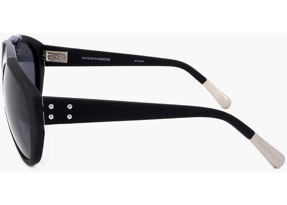 Ochelari de soare LINDA FARROW Kris Van Assche Aviator Sunglasses With Two-Tone Frame Black Barbati (BM 18098845) 3