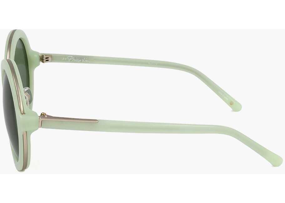 Ochelari de soare LINDA FARROW Phillip Lim Oval Sunglasses With Metal Bridge Green Femei (BM 18099097) 3