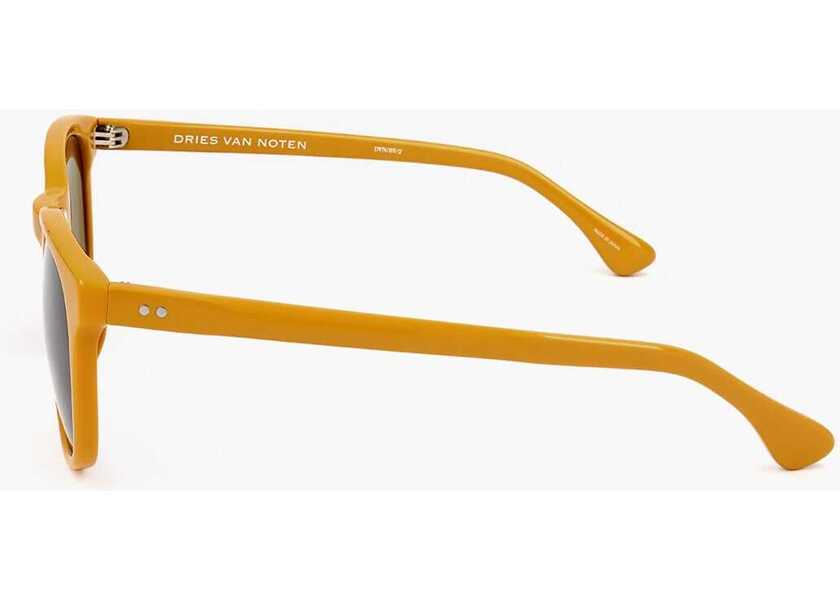 Ochelari de soare LINDA FARROW Dries Van Noten Wayfarer Sunglasses With Plastic Frame Yellow Barbati (BM 18099103) 3