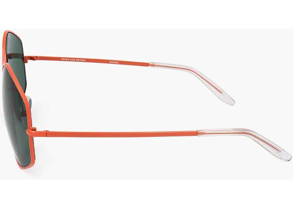 Ochelari de soare LINDA FARROW Dries Van Noten Pentagonal Sunglasses With Double Bridge Green Femei (BM 18099118) 3