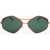 LINDA FARROW Dries Van Noten Pentagonal Sunglasses With Double Bridge Green