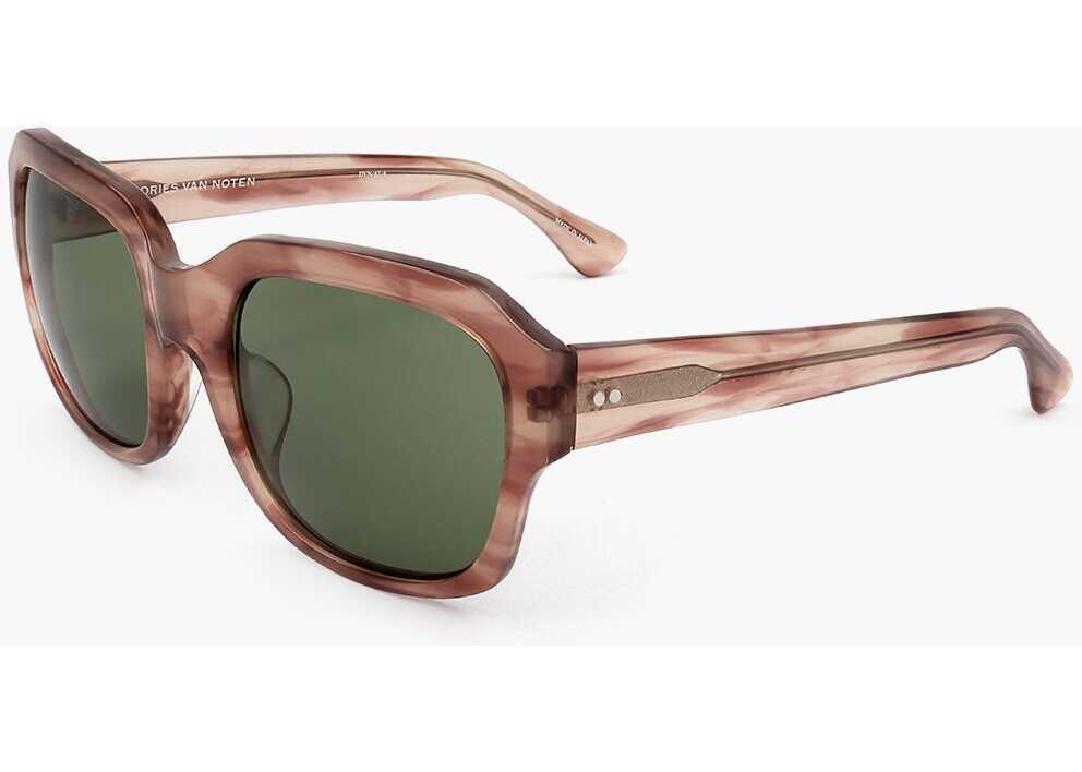 Ochelari de soare LINDA FARROW Dries Van Noten Rectangular Sunglasses With Marble Effect Fr Beige Femei (BM 18099121) 2
