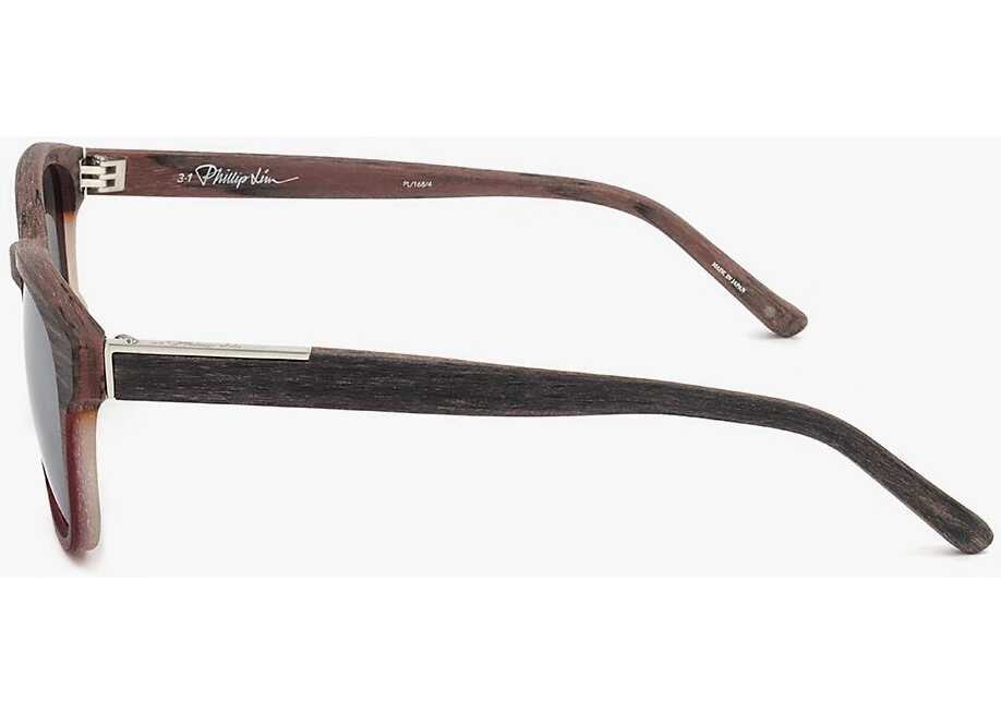 Ochelari de soare LINDA FARROW Phillip Lim Wayfarer Sunglasses With Wood Effect Frame Brown Barbati (BM 18099142) 3