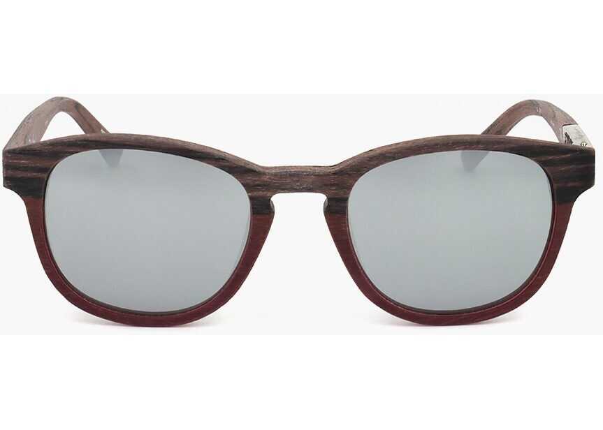 Ochelari de soare LINDA FARROW Phillip Lim Wayfarer Sunglasses With Wood Effect Frame Brown Barbati (BM 18099142) 1