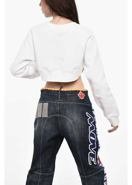 Bluze de trening DSQUARED2 Pac-Man Cropped Crew-Neck Sweatshirt Black & White Femei (BM 18099649) 2