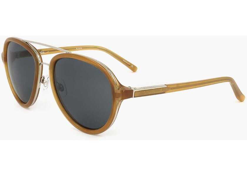 Ochelari de soare LINDA FARROW Phillip Lim Aviator Sunglasses With Metal Bridge Brown Barbati (BM 18099652) 2