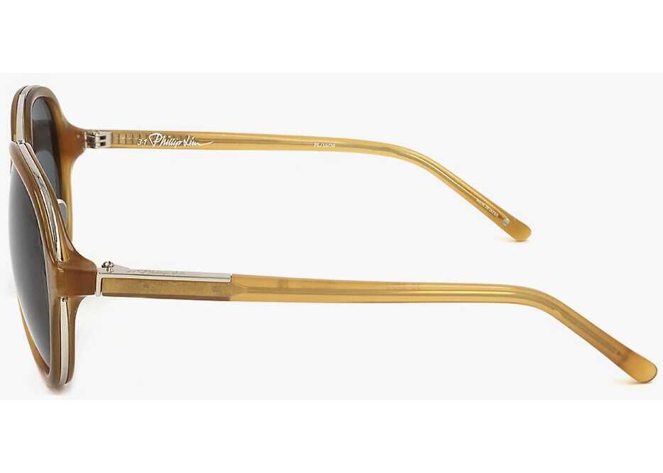 Ochelari de soare LINDA FARROW Phillip Lim Aviator Sunglasses With Metal Bridge Brown Barbati (BM 18099652) 3