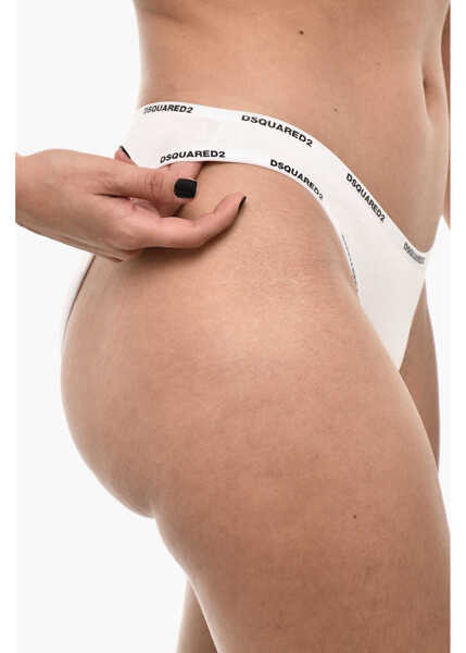 Lenjerie intima DSQUARED2 Ribbed Slip With Logoed Trims Black & White Femei (BM 18099703) 3