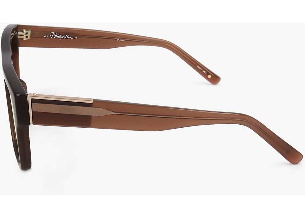 Ochelari de soare LINDA FARROW Phillip Lim Wayfarer Sunglasses Wiith Straight Bridge Brown Barbati (BM 18099721) 3