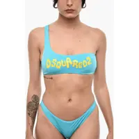 Sutiene One-Shoulder Bandeau Bikini Top With Frontal Logo Femei