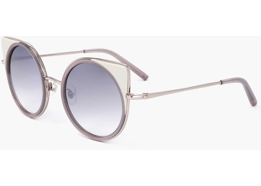 Ochelari de soare LINDA FARROW Matthew Williamson Cat-Eye Sunglasses Wiith Round Lenses White Femei (BM 18099748) 2
