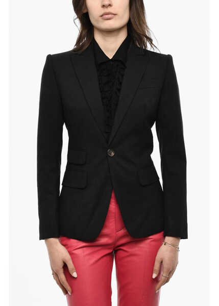 Sacouri DSQUARED2 Solid Color 1 Button Blazer Black Femei (BM 18099862) 1