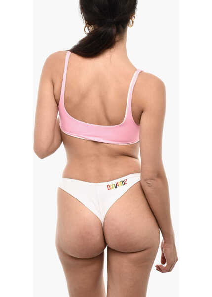 Sutiene DSQUARED2 Printed Cotton Bandeau Bikini Top Pink Femei (BM 18099874) 2