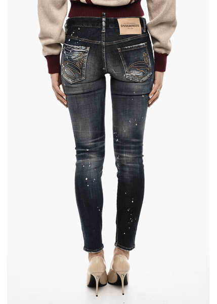 Blugi drepti DSQUARED2 Splatter Effect Distressed Jeans Blue Femei (BM 18099886) 2