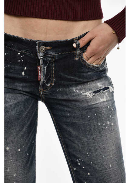Blugi drepti DSQUARED2 Splatter Effect Distressed Jeans Blue Femei (BM 18099886) 3