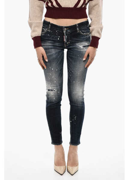 Blugi drepti DSQUARED2 Splatter Effect Distressed Jeans Blue Femei (BM 18099886) 1