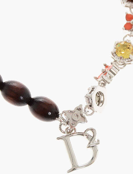 Bratari DSQUARED2 Metal Anklet With Wooden Details And Rhinestones Brown Femei (BM 18099913) 2