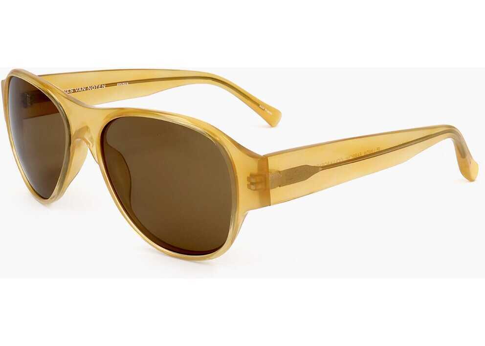 Ochelari de soare LINDA FARROW Dries Van Noten Aviator Sunglasses With See Through Frame Yellow Femei (BM 18099991) 2