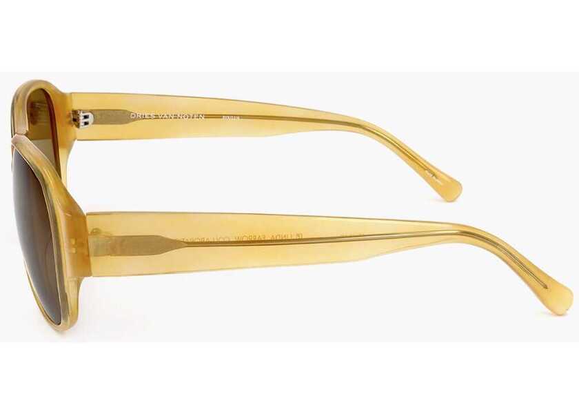 Ochelari de soare LINDA FARROW Dries Van Noten Aviator Sunglasses With See Through Frame Yellow Femei (BM 18099991) 3