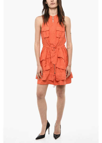 Rochii scurte DSQUARED2 Sleeveless Utility Silk Dress Orange Femei (BM 18100066) 1