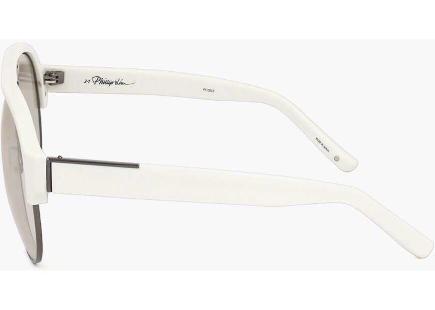 Ochelari de soare LINDA FARROW Phillip Lim Aviator Sunglasses Wiith Plastic Bridge White Barbati (BM 18100132) 3