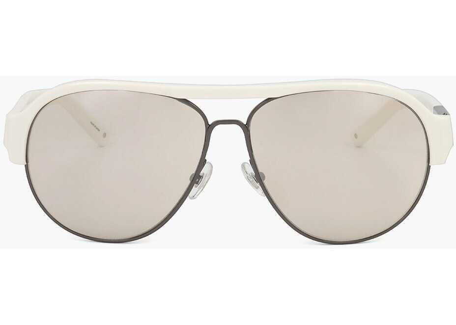Ochelari de soare LINDA FARROW Phillip Lim Aviator Sunglasses Wiith Plastic Bridge White Barbati (BM 18100132) 1
