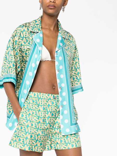 Pantaloni casual Versace Versace Printed Silk Shorts BLUE Femei (BM 18100737) 5