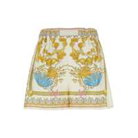 Pantaloni casual Multicolor Shorts With Elastic Waist And All-Over Underwater Barocco Print In Silk Woman Femei