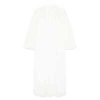Rochii 'Ascension Lace Yoke' White Midi Dress With Lace Embellishment And Stand-Up Collar In Ramie Woman Femei