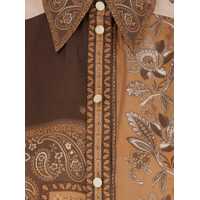 Camasi ZIMMERMANN Dama - Camasi ZIMMERMANN Lucky Brown Shirt With Classic Collar And All-Over Floral Print In Silk Woman BROWN Femei (BM 18102555) - B-mall.ro