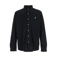 Camasi Black Shirt With Button-Down Collar And Pony Embroidery On The Front In Cotton Man Barbati