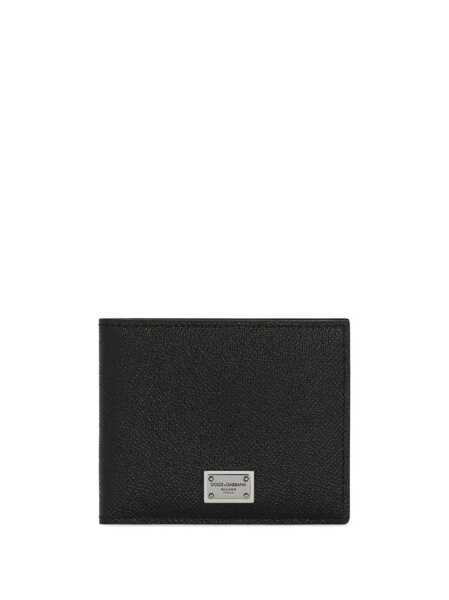 Portofele Dolce & Gabbana Black Bi-Fold Wallet With Logo Plaque On The Front In Grained Leather Man Black Barbati (BM 18104682) 1