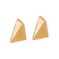 Bijuterii 'Virtual' Metallic Small Earings With Butterfly Clasp Closure And Triangular Shape  In Gold Plated Bronze Woman Femei