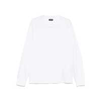 Tricouri Tom Ford White Crewneck T-Shirt With Long Sleeves In Cotton Blend Man