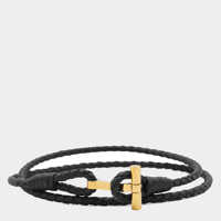 Bratari Tom Ford Black And Gold Leather Bracelet Barbati