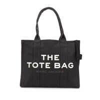 Genti de umar 'The Large Tote' Black Tote Bag With Contrasting Logo Print In Cotton Black Woman Femei