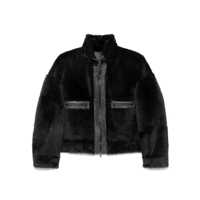 Geci Grey Shearling Jacket With Two Front Welt Pockets With Zip In Fur Woman Femei