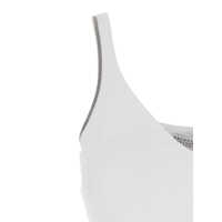Topuri Brunello Cucinelli Dama - Topuri Brunello Cucinelli White Sleeveless Top With V Neck And Monil Detail On The Shoulder Straps In Cotton Stretch Woman WHITE Femei (BM 18107766) - B-mall.ro