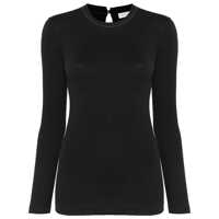 Tricouri Grey Crewneck T-Shirt With Monil Detail On The Collar And Rear Cut-Out In Cotton Stretch Woman Femei