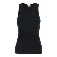 Topuri Black Sleeveless Top With Round Neck And Monil Detail On The Rear In Cotton Stretch Woman Femei