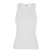 Topuri White Sleeveless Top With Round Neck And Monil Detail On The Rear In Cotton Stretch Woman Femei