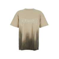 Tricouri Beige Crewneck T-Shirt With Logo Print On The Front And Faded Effect In Cotton Man Barbati