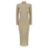 Fuste Self-Portrait 'Gold Lurex Knit Maxi' Dress Femei